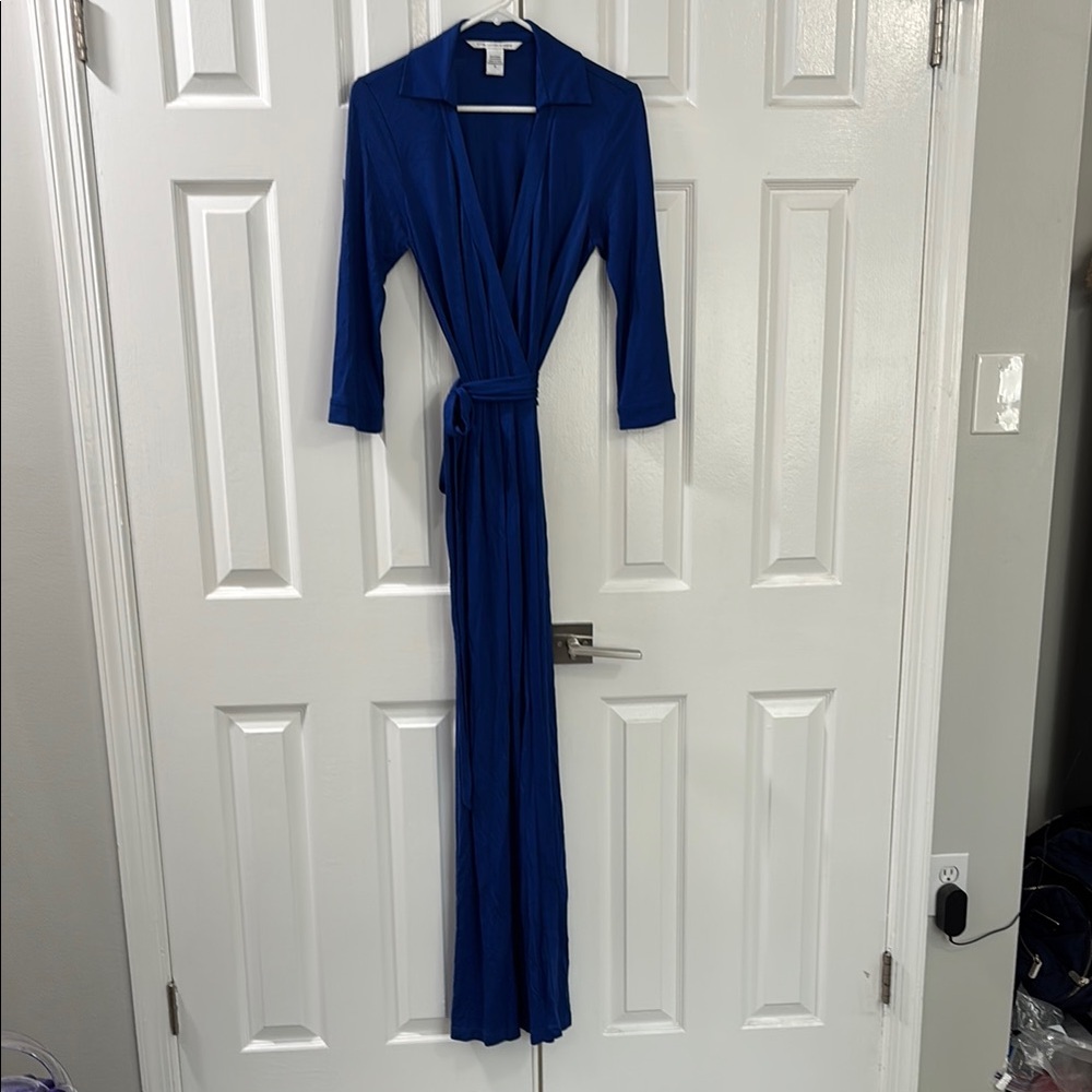 Diane Von Furstenberg Royal Blue Wrap Maxi Dress